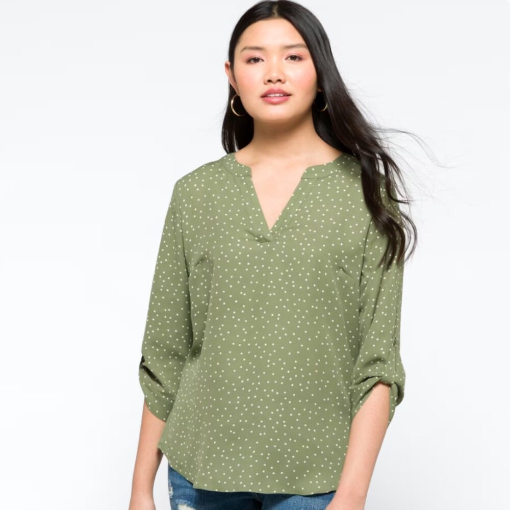 FORTUNE + IVY - Tulsa Mixed Material Blouse